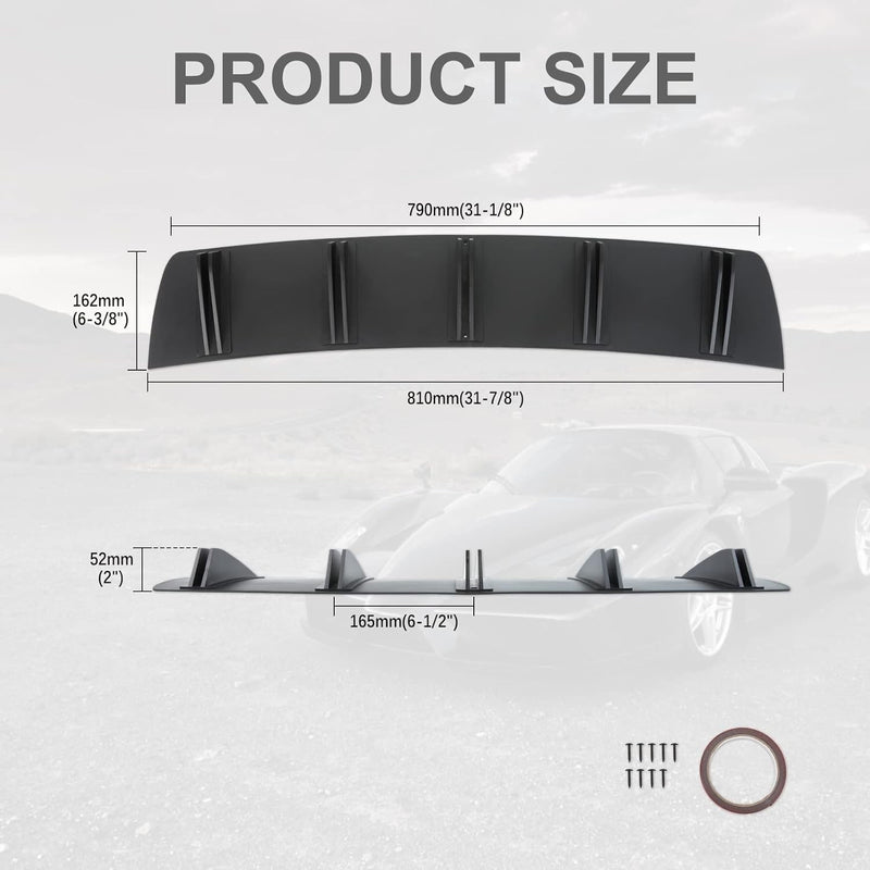 DURAFORCE For 2013-2017 Honda Accord 10 Fins Rear Bumper Diffuser Spoiler Lip Splitter