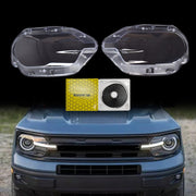 DURAFORCE For Ford Bronco Sport 2021-2024 A Pair Headlight Lens Cover Lampshade Shell+Glue