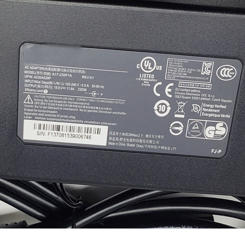 A17 230P1A Adapter Charger for MSI for Clevo for GigaByte 19 5V 11 8A