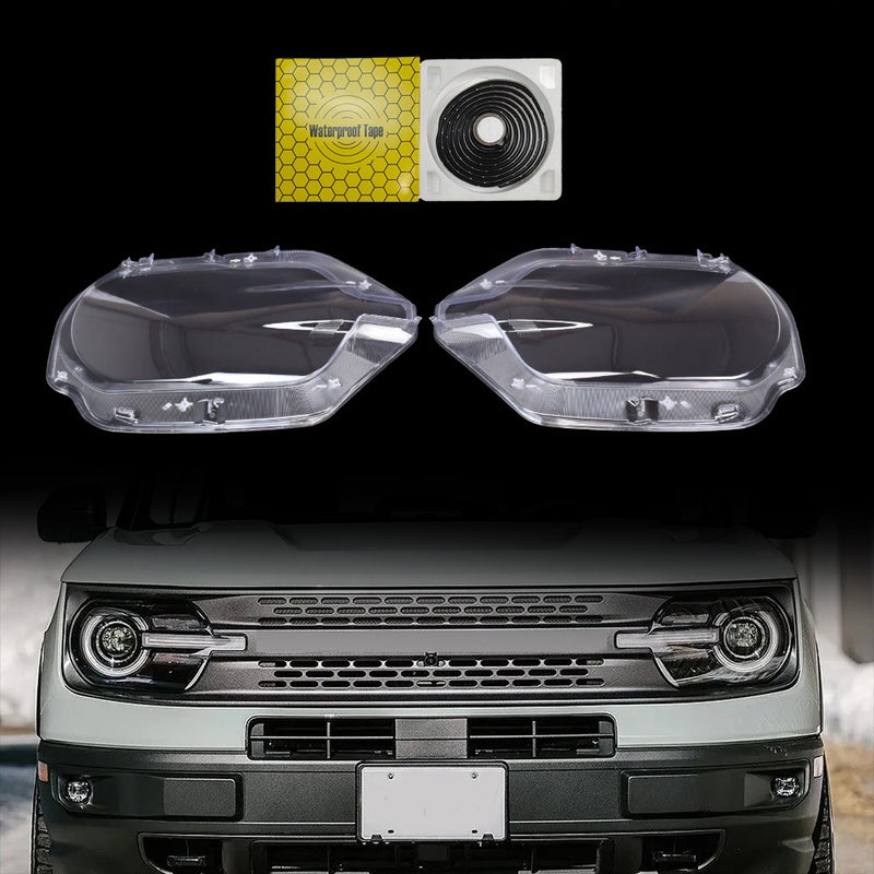 DURAFORCE For Ford Bronco Sport 2021-2024 A Pair Headlight Lens Cover Lampshade Shell+Glue