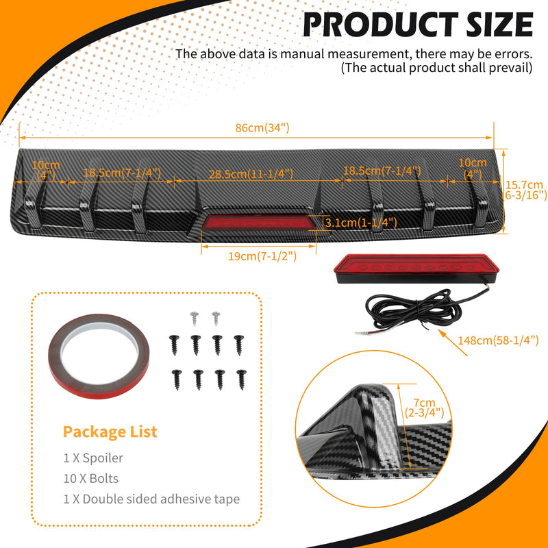 DURAFORCE For VW Golf GTI MK6 MK7 Carbon Fiber Rear Bumper Diffuser LED Brake Light