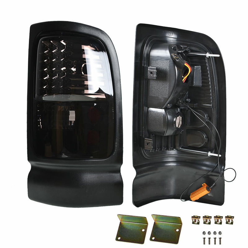 DURAFORCE Tail Light Black Chrome Housing LED For Dodge Ram Truck 1500 2500 3500 94-01