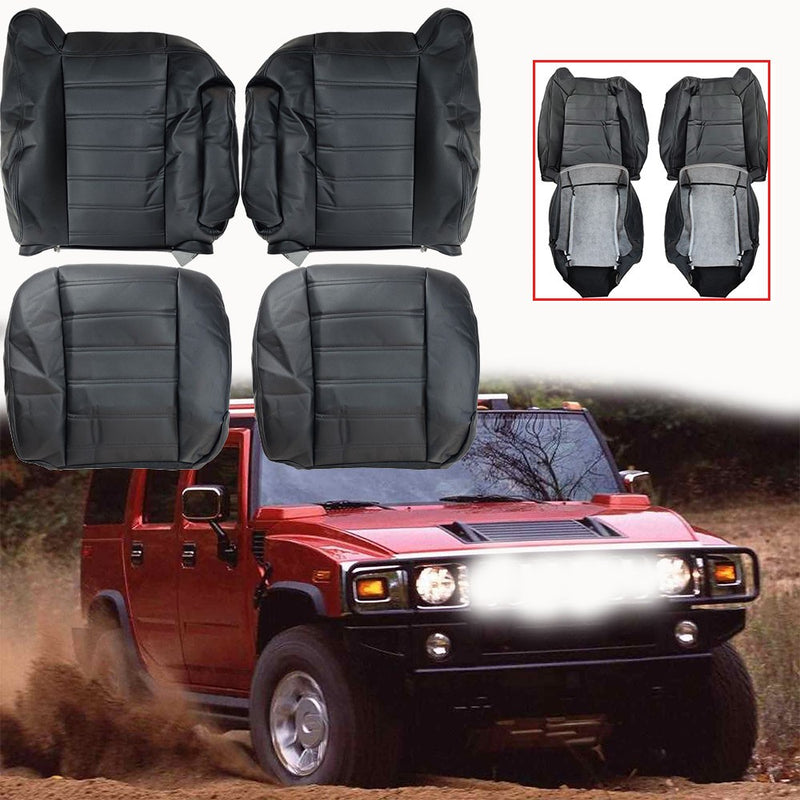 DURAFORCE Front Leather Seat Cover Black For 2003 2004 2005 2006 2007 Hummer H2 SUV SUT