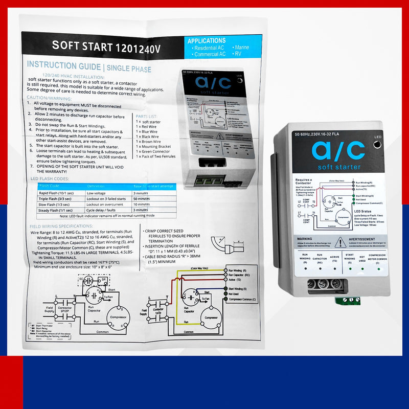 DURAFORCE 16-32A Air Conditioner Soft Start Module Reverse motor protection for generators