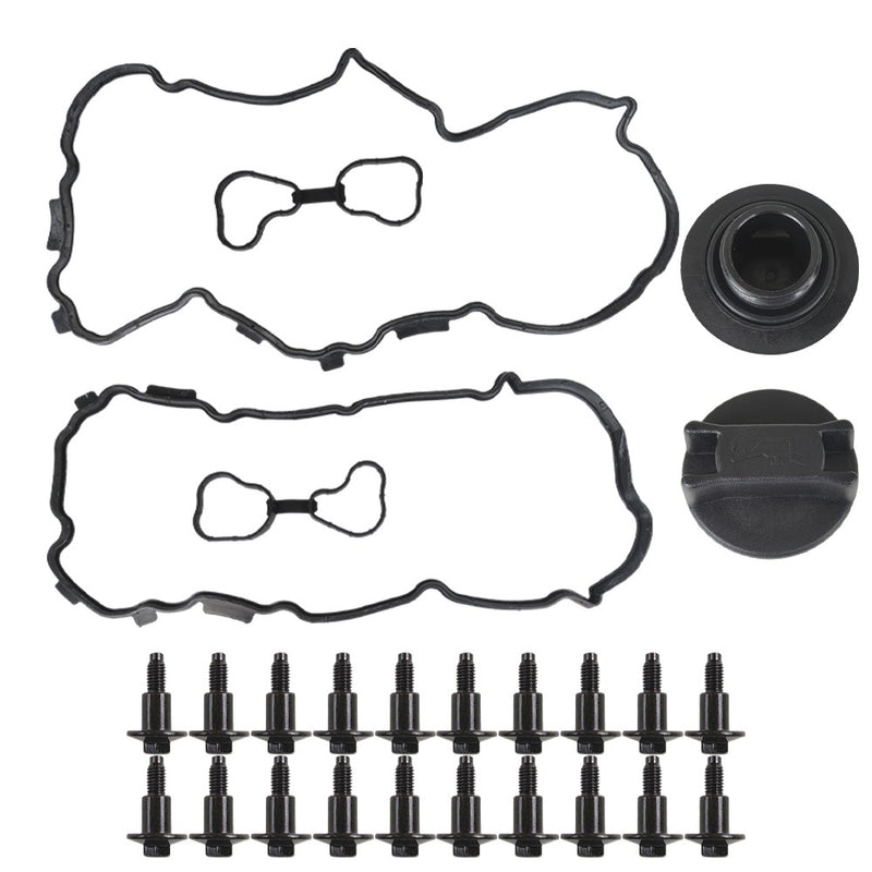 DURAFORCE 2PCS LH & RH Valve Cover Set w/ Gasket & Bolts & Cap For 2011-2012 Infiniti G25