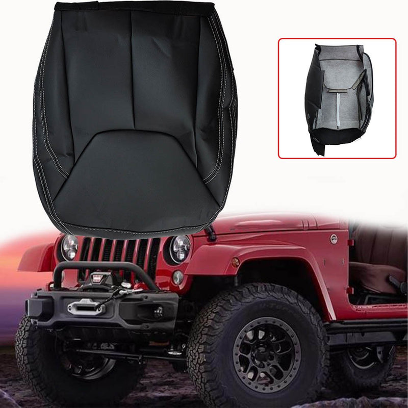 DURAFORCE Passenger Bottom Leather Seat Cover Black For 2011-2017 Jeep Wrangler Rubicon