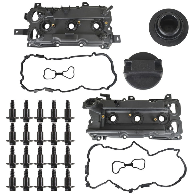 DURAFORCE 2PCS LH & RH Valve Cover Set w/ Gasket & Bolts & Cap For 2011-2012 Infiniti G25