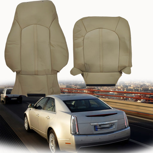 DURAFORCE Front Driver Top & Bottom Leather Seat Covers Tan For 2008 - 2013 Cadillac CTS