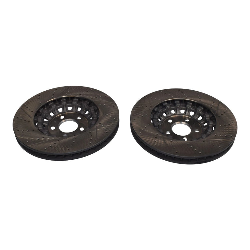 DURAFORCE New Pair Set of 2 Front 375mm Drilled Brake Disc Rotors for 2018-2023 Audi RS5