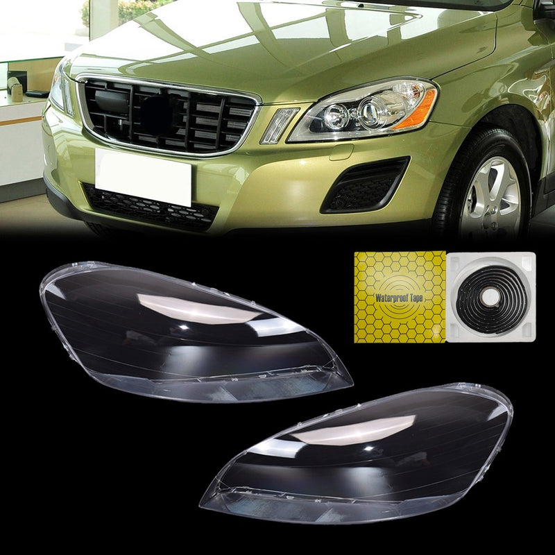 DURAFORCE Front Pair Headlight Lens Cover For Volvo XC60 2009 2010 2011 2012 2013 Clear
