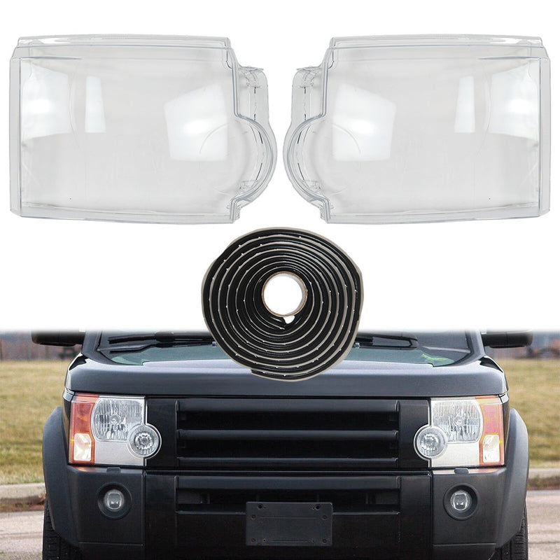 DURAFORCE Headlight Lens Cover Clear For Land Rover Discovery 3 LR3 2005-2009 With Glue