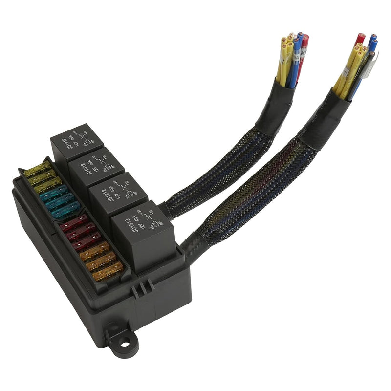 DURAFORCE 12V Fuse Relay Box 4pcs 4Pin Relays Pre-Wired ATC/ATO Blade for Car Truck Boat