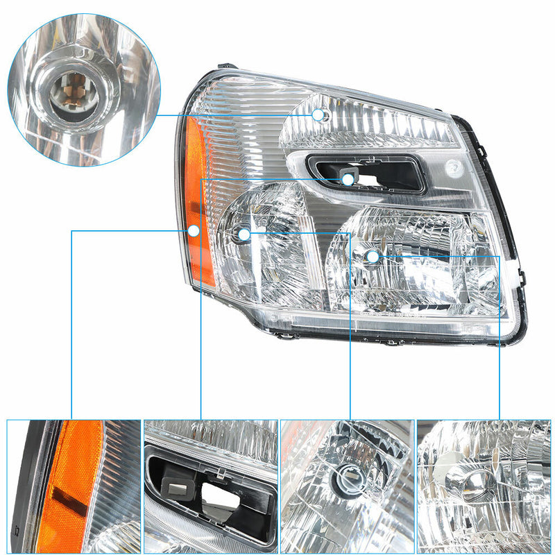 DURAFORCE Front Headlight Fit For Chevy Equinox 2005-2009 Headlamp Projector LH+RH Pair