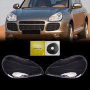 DURAFORCE For Porsche Cayenne 2003-2006 2PCS Car Headlight Lens Cover Shell+Glue Clear L+R