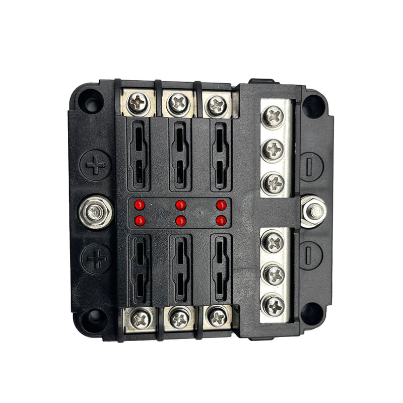 DURAFORCE 6Way Car Boot Power Distribution 12/24V Blade Fuse Holder Box Block Panel Board