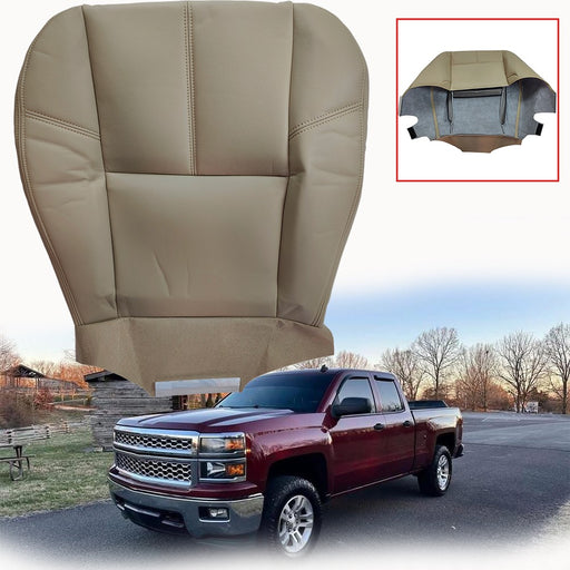 DURAFORCE Driver Bottom Leather Seat Cover Tan For 2007 2008 - 2012 Chevy Silverado
