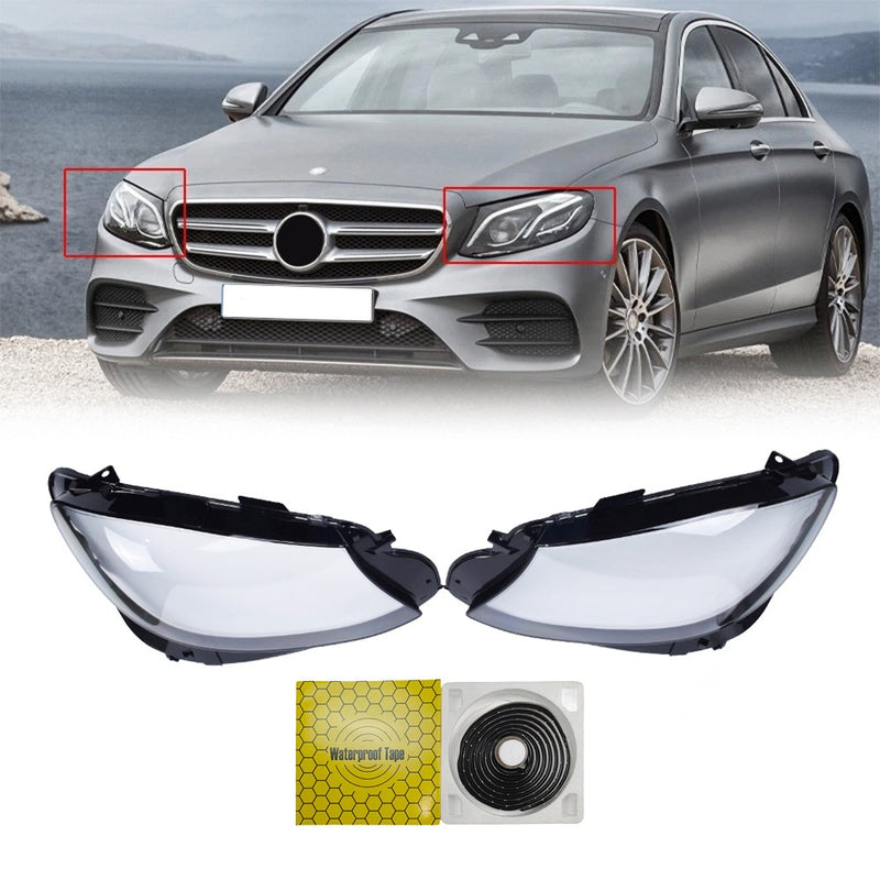 DURAFORCE Headlight Lens Covers for Mercedes E-Class W213 2017-2020 Left+Right w/ Sealant