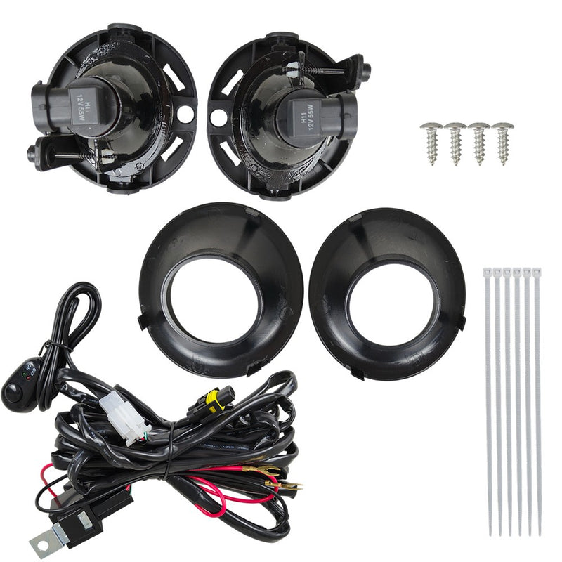 DURAFORCE For 15-23 Dodge Challenger Bumper Fog Lights Driving Lamps Pair w/Wiring Switch