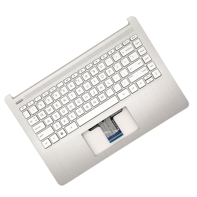 DURAFORCE Silver Palmrest Keyboard For HP 14-DQ 14-FQ0110WM 14s-dq 14s-fq 14-FQ L88200-001
