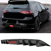 DURAFORCE For VW Golf GTI MK6 MK7 Carbon Fiber Rear Bumper Diffuser LED Brake Light