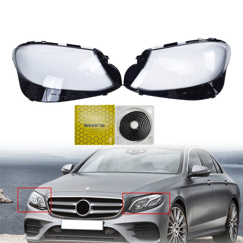 DURAFORCE Headlight Lens Covers for Mercedes E-Class W213 2017-2020 Left+Right w/ Sealant