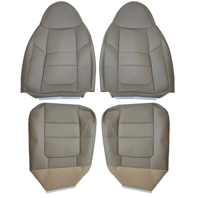 DURAFORCE Front Both Side Bottom Top Leather Seat Cover TAN For 2001 Ford F250 F350 Lariat