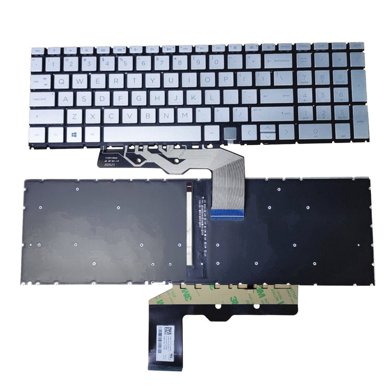 DURAFORCE New Silver Keyboard Backlit For HP ENVY 17m-cg1013dx 17m-cg0013dx 17m-cg0xxx US