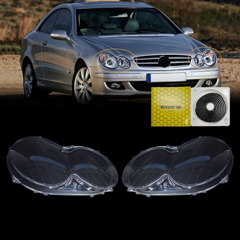 DURAFORCE A Pair Headlight Lens Cover Clear L+R For Mercedes Benz CLK C209 W209 2005-2009
