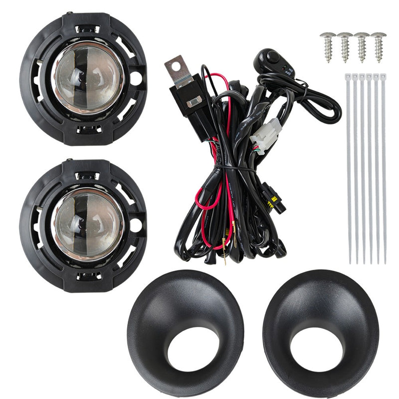 DURAFORCE For 15-23 Dodge Challenger Bumper Fog Lights Driving Lamps Pair w/Wiring Switch