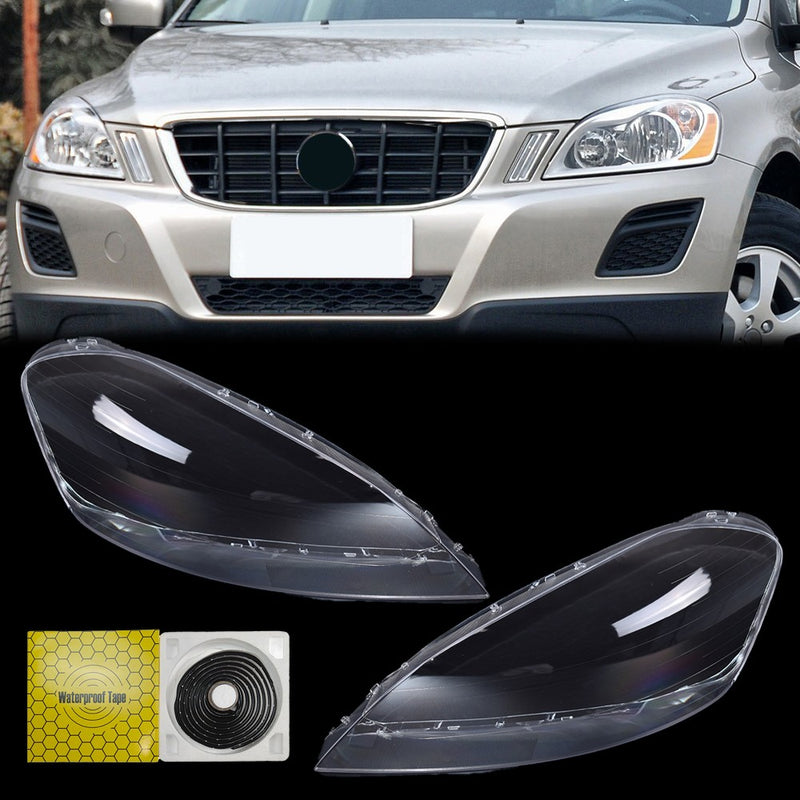 DURAFORCE Front Pair Headlight Lens Cover For Volvo XC60 2009 2010 2011 2012 2013 Clear