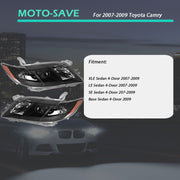 DURAFORCE Fit For Toyota Camry 2007-2009 Black Clear Housing Projector Headlight Set L+R
