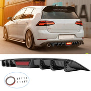 DURAFORCE For VW Golf GTI MK6 MK7 Carbon Fiber Rear Bumper Diffuser LED Brake Light