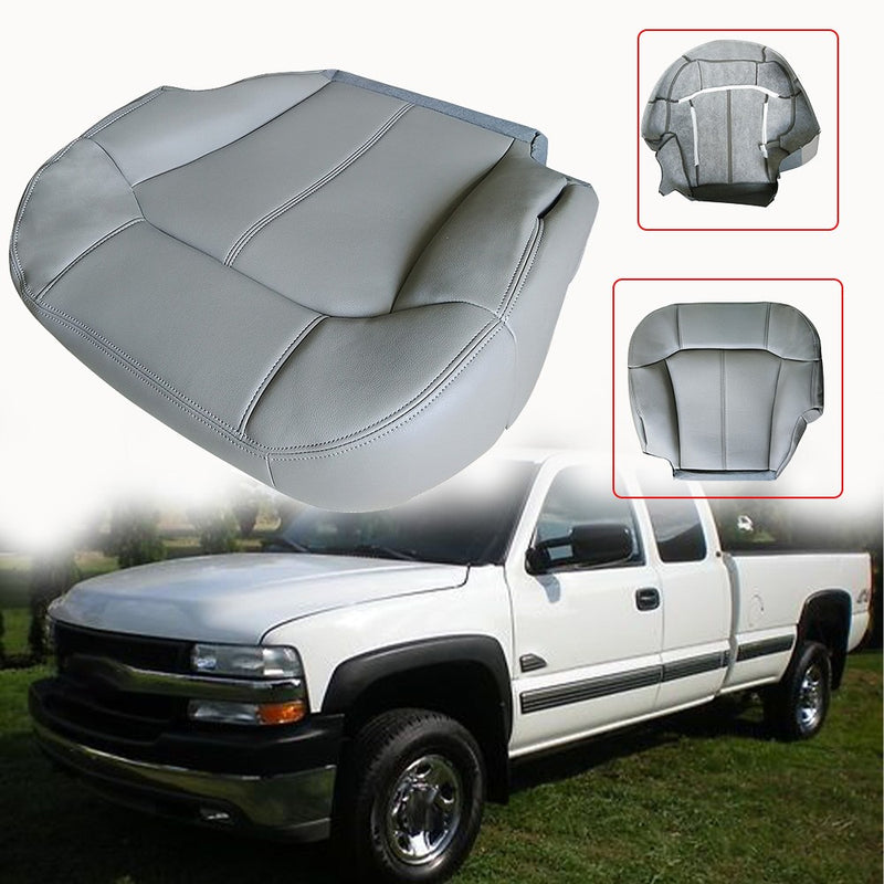 DURAFORCE For 1999 2000 2001 2002 GMC Sierra Driver Side Leather Bottom Seat Cover Gray