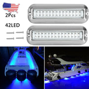 DURAFORCE 2x 42 LED Blue 316 Stainless Steel Underwater Boat Marine Transom Lights