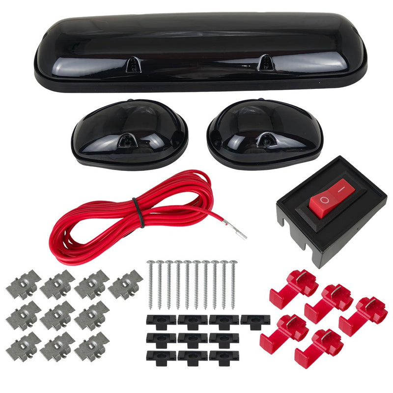 DURAFORCE For Truck SUV Smoked Lens 3pc Cab Roof Marker Running Lights w/Amber LED Lamps