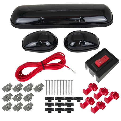 DURAFORCE For Truck SUV Smoked Lens 3pc Cab Roof Marker Running Lights w/Amber LED Lamps