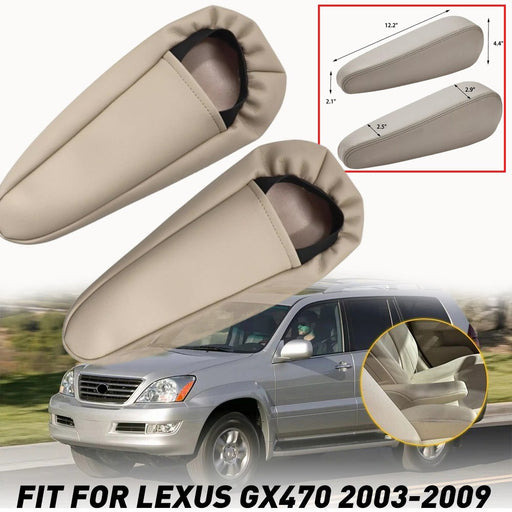 DURAFORCE 2pcs For 2003-2009 Lexus GX470 Beige Leather Seat Armrest Replacement Cover