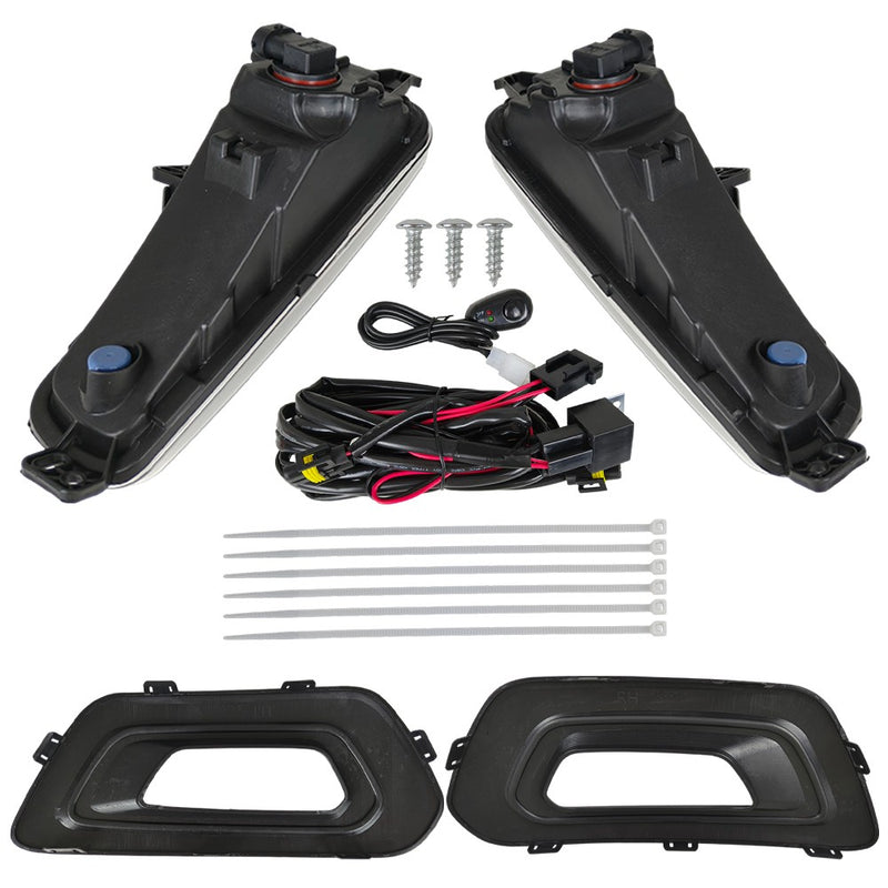 DURAFORCE Left & Right Fog Lights W/Bezels Covers+Bulbs+Wiring For Ford Transit 2020-2024