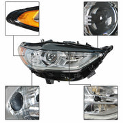 DURAFORCE Right Projector Headlight Chrome Housing With LED DRL For Ford Fusion 2017-2019
