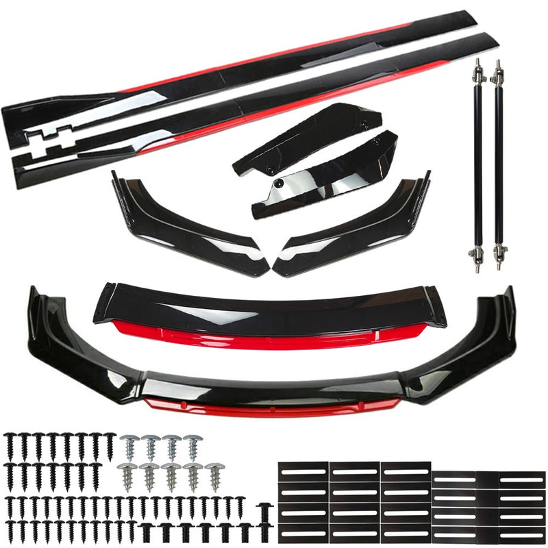 DURAFORCE For Nissan Sentra/ Front Bumper Lip Spoiler Body Kit+Side Skirt Glossy Black