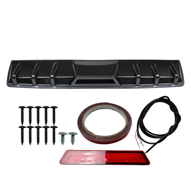 DURAFORCE For VW Golf GTI MK6 MK7 Carbon Fiber Rear Bumper Diffuser LED Brake Light
