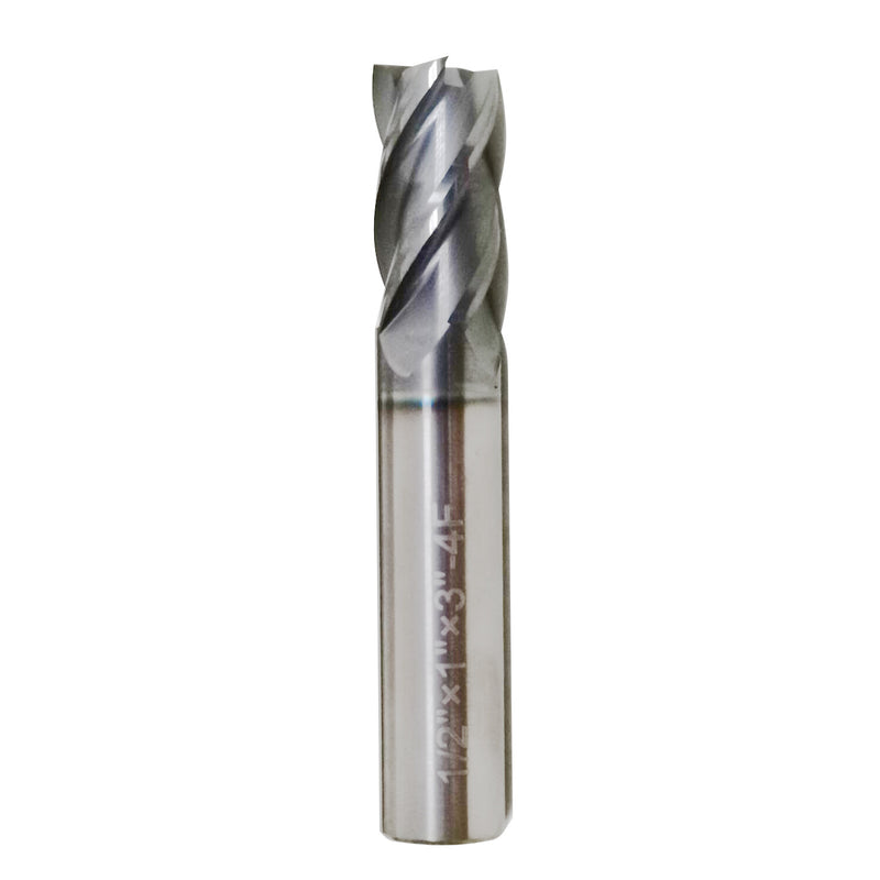 DURAFORCE 5 PCS 1/2 Inch 4 Flute Carbide End Mill Regular Length TiALN Coated