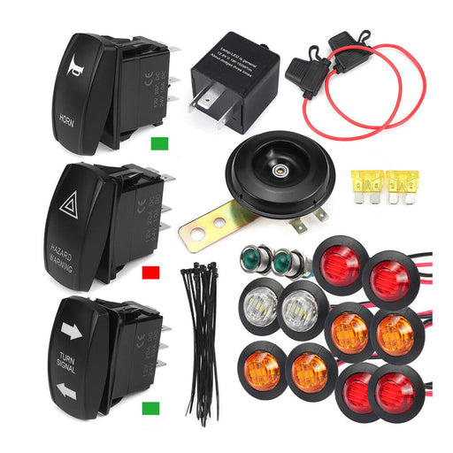 DURAFORCE For UTV SXS ATV Rocker Switch Turn Signal Kit Street Led Light Horn Hazard Set