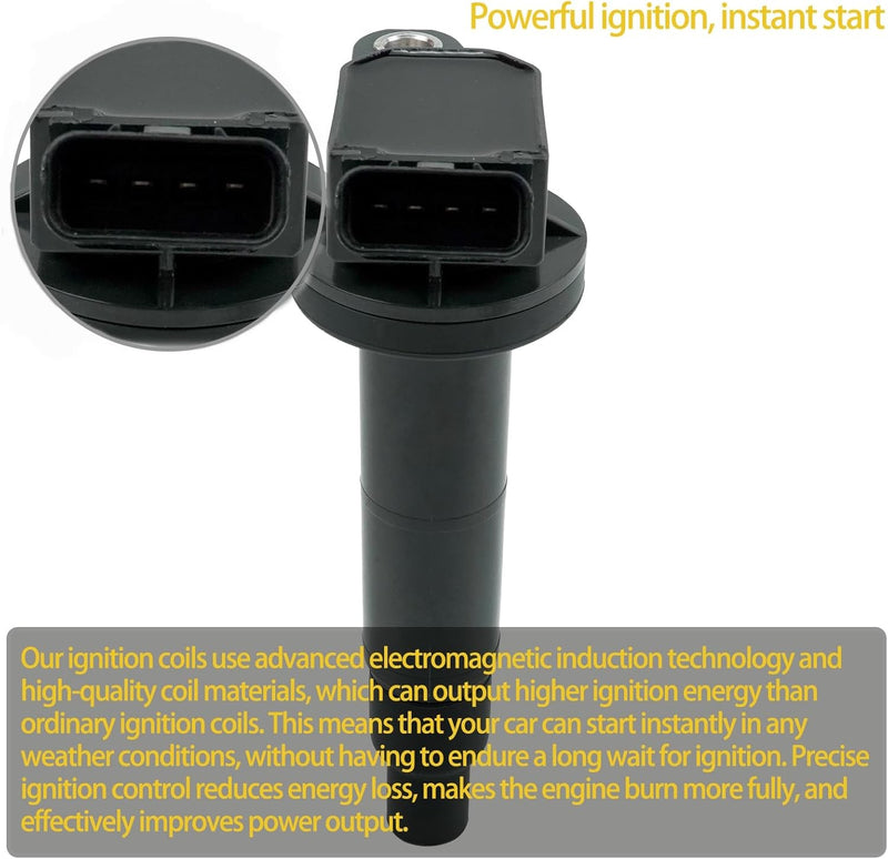 DURAFORCE Ignition Coil Pack & Spark Plugs UF333 for 2.4L 02-10 Toyota Camry 01-08 Rav4