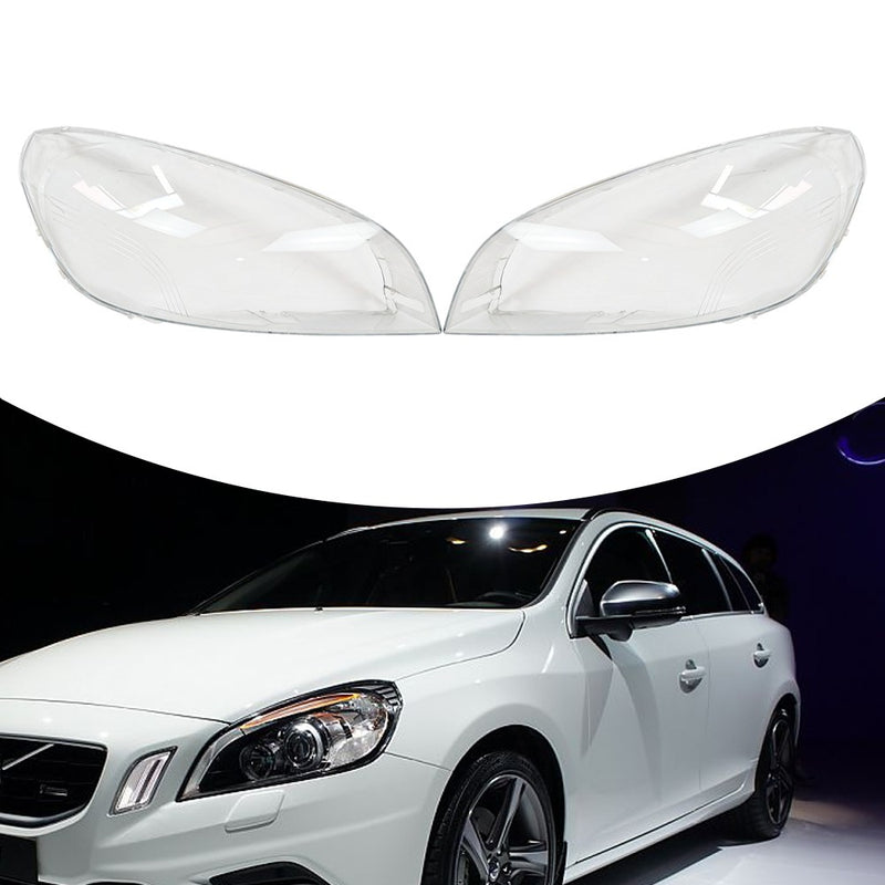 DURAFORCE A Pair Front Headlight Lens Shell+Sealant Glue For Volvo S60 V60 2011-12-2013