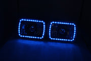 DURAFORCE 7X6 RGB MULTI COLOR LED SMD Halo Headlights PAIR for Jeep Wrangler YJ 86-95