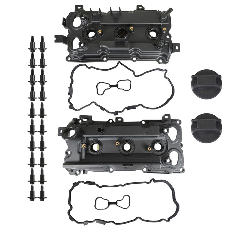 DURAFORCE 2PCS LH & RH Valve Cover Set w/ Gasket & Bolts & Cap For 2011-2012 Infiniti G25