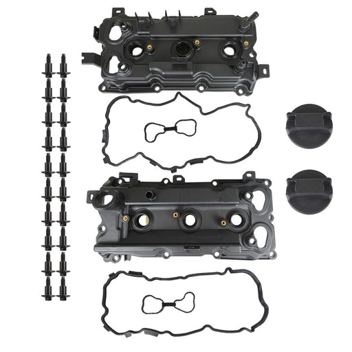 DURAFORCE 2PCS LH & RH Valve Cover Set w/ Gasket & Bolts & Cap For 2011-2012 Infiniti G25