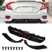 DURAFORCE For 2016-21 Civic Sedan Gloss Black DIffuser Kit W/ LED Light
