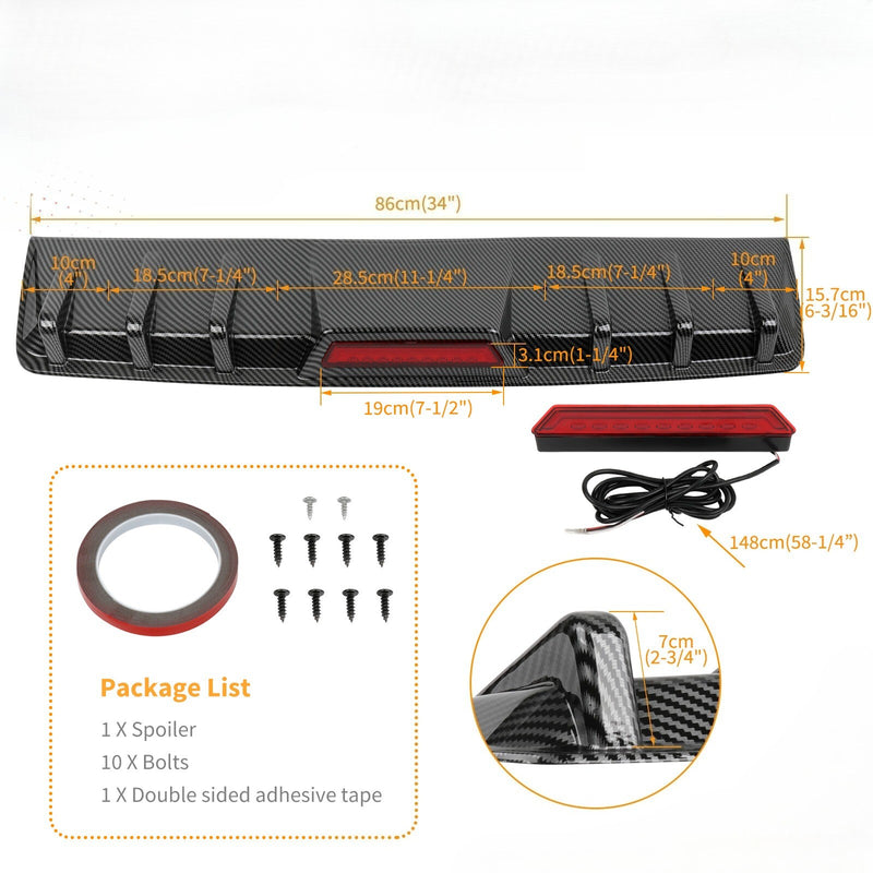 DURAFORCE For Infiniti G35 G37 Sedan Carbon Rear Bumper Diffuser Spoiler w/ LED Tail Light